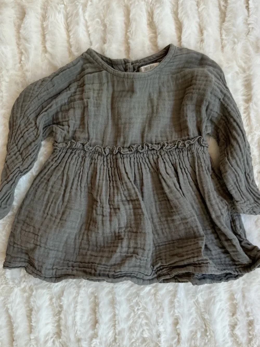 The Simple Folk Cotton Muslin Green Babydoll Dress 0-3 months